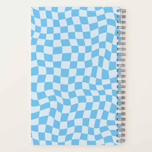 Schattigee Retro Blauwe Golvende Controle Monogram Notitieboek (Achterkant)