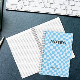 Schattigee Retro Blauwe Golvende Controle Monogram Notitieboek