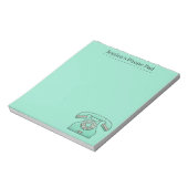 Schattigee Retro Blauwgroen Telefoon Gepersonalise Notitieblok (Linkerzijde)