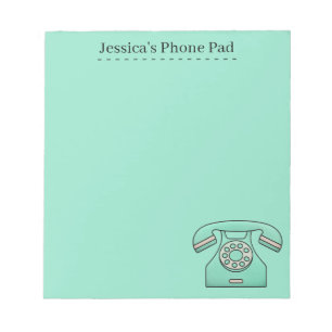 Schattigee Retro Blauwgroen Telefoon Gepersonalise Notitieblok