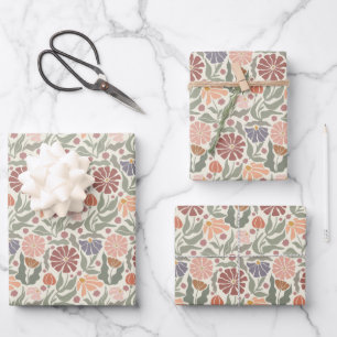 Schattigee retro bloemen inpakpapier vellen