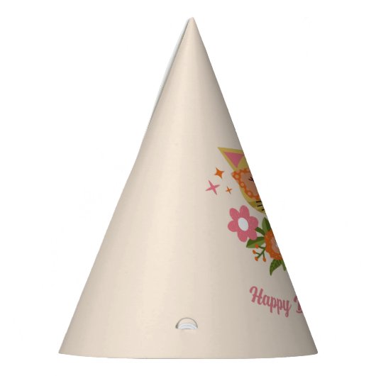 Schattigee Retro Bloemen Kat Meisjes Verjaardag Feesthoedjes (Links)