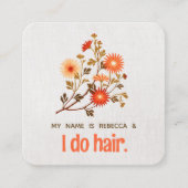 Schattigee Retro Bloemen Sinaasappel Wildbloemen Vierkante Visitekaartje (Voorkant)