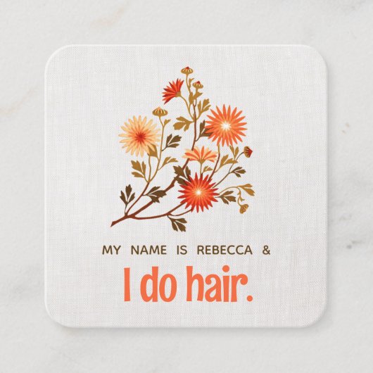 Schattigee Retro Bloemen Sinaasappel Wildbloemen Vierkante Visitekaartje (Voorkant)