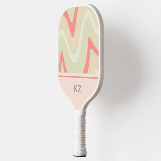 Schattigee Retro Blush Roze Monogrammed Initialen Pickleball Paddle (Links)