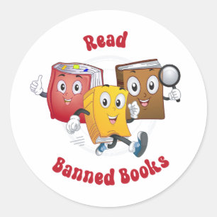 Schattigee retro boeken - Lees verboden boeken Ronde Sticker
