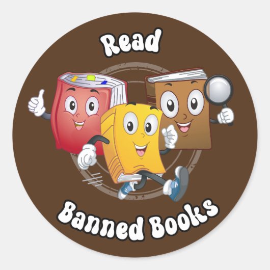 Schattigee retro boeken - Lees verboden boeken Ronde Sticker (Voorkant)