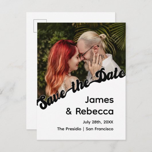 Schattigee retro boho minimalistische eigenzinnige aankondigingskaart (Voorkant / Achterkant)