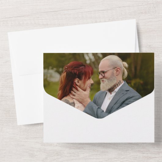 Schattigee retro boho minimalistische eigenzinnige all in one uitnodiging (Achterkant)