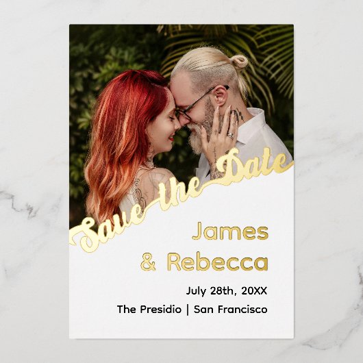 Schattigee retro boho minimalistische eigenzinnige folie uitnodiging (Voorkant)