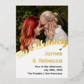 Schattigee retro boho minimalistische eigenzinnige folie uitnodiging (Voorkant)