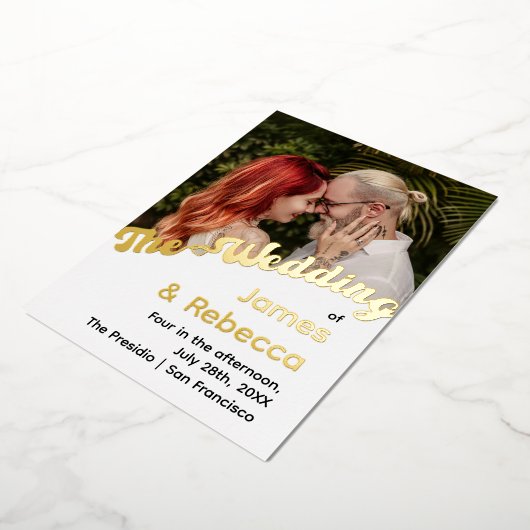 Schattigee retro boho minimalistische eigenzinnige folie uitnodiging (Gedraaid)