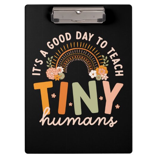 Schattigee Retro Boho Rainbow Preschool Teacher Qu Klembord (Voorkant)