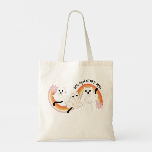 Schattigee Retro Boo-tiful Ghost Cats Halloween Tote Bag (Achterkant)