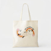 Schattigee Retro Boo-tiful Ghost Cats Halloween Tote Bag (Voorkant)