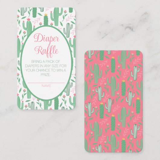 Schattigee Retro Cactus Floral Baby shower Luier R Informatiekaartje (Voorkant / Achterkant)