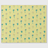 Schattigee Retro Cactus & Palmbomen Gift Wrap Pape Cadeaupapier (Vlak)