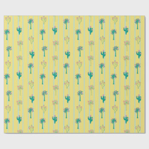 Schattigee Retro Cactus & Palmbomen Gift Wrap Pape Cadeaupapier