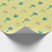 Schattigee Retro Cactus & Palmbomen Gift Wrap Pape Cadeaupapier (Hoek)