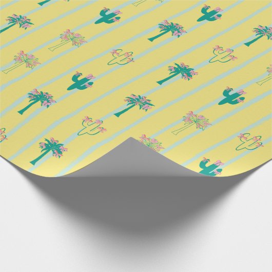Schattigee Retro Cactus & Palmbomen Gift Wrap Pape Cadeaupapier (Hoek)
