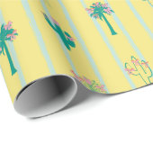 Schattigee Retro Cactus & Palmbomen Gift Wrap Pape Cadeaupapier (Rol Hoek)