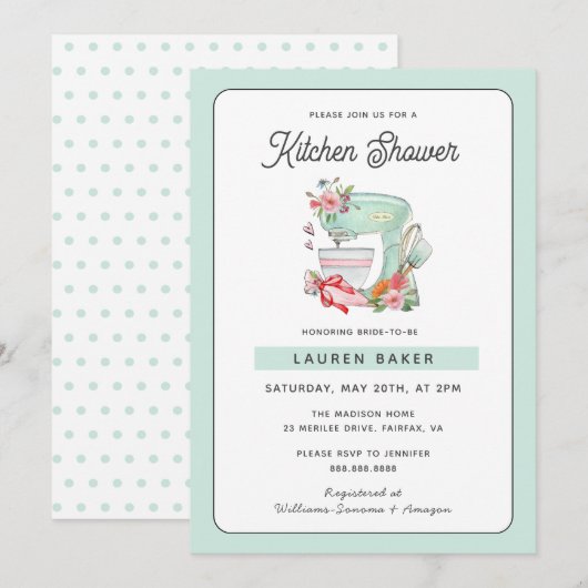 Schattigee Retro Cake Mixer iKitchen Vrijgezellenf Kaart (Voorkant / Achterkant)