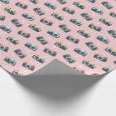 Schattigee Retro Camera's op lichtroze Cadeaupapier (Hoek)