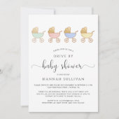 Schattigee Retro Carriages Parade Drive Door Baby Kaart (Voorkant)