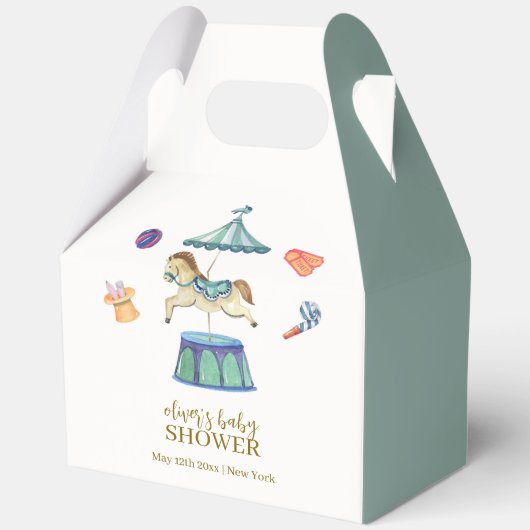 Schattigee Retro  Carrousel Carnaval Baby shower Bedankdoosjes (Voorkant)