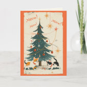 Schattigee Retro Cats 1950s Kerstboom Feestdagen Kaart (Voorkant)