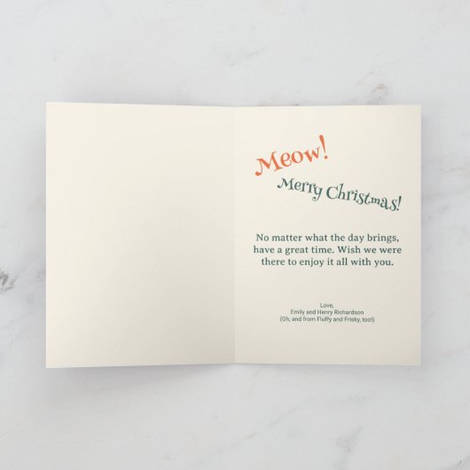Schattigee Retro Cats 1950s Kerstboom Feestdagen Kaart (Binnen)