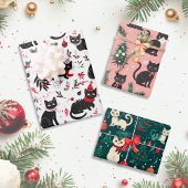 Schattigee Retro Cats Kerst Inpakpapier Vel