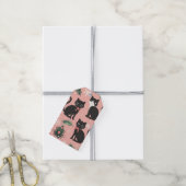 Schattigee Retro Cats op Roze Kerstmis Cadeaulabel (Met Touw)