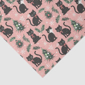 Schattigee Retro Cats op Roze Kerstmis Tissuepapier (Detail)