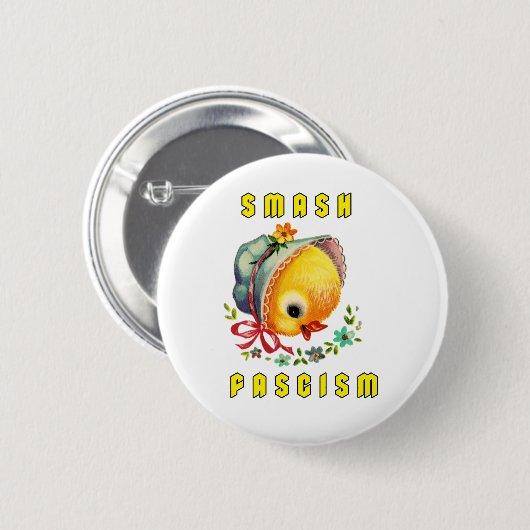 Schattigee retro chick - smash fascisme ronde button 5,7 cm (Voorkant /achterkant)