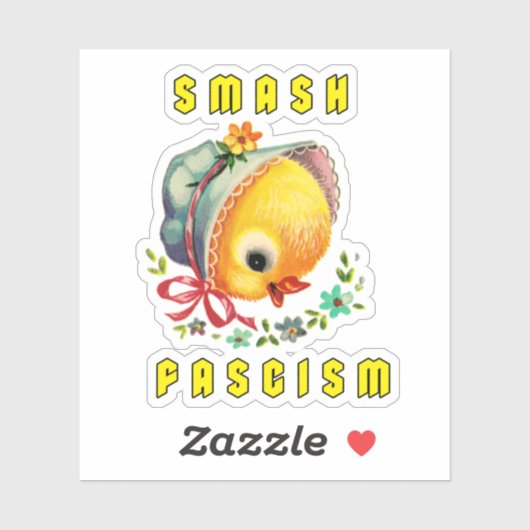 Schattigee retro chick - smash fascisme sticker (Vel)