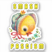 Schattigee retro chick - smash fascisme sticker (Voorkant)