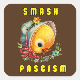 Schattigee retro chick - smash fascisme vierkante sticker