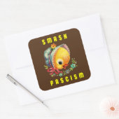 Schattigee retro chick - smash fascisme vierkante sticker (Envelop)