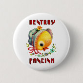 Schattigee retro chick - vernietigen fascisme ronde button 5,7 cm (Voorkant)