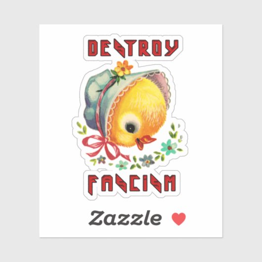 Schattigee retro chick - vernietigen fascisme sticker (Vel)