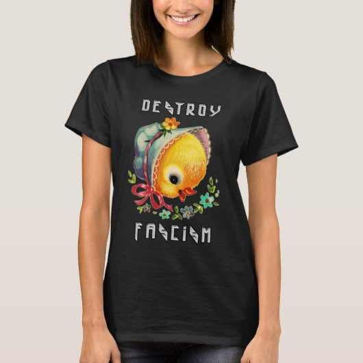 Schattigee retro chick - vernietigen fascisme t-shirt (Voorkant)