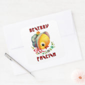 Schattigee retro chick - vernietigen fascisme vierkante sticker (Envelop)