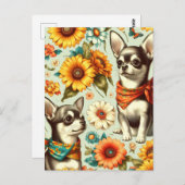 Schattigee Retro Chihuahua Illustratie Briefkaart (Voorkant / Achterkant)