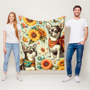 Schattigee Retro Chihuahua Illustratie Fleece Deken
