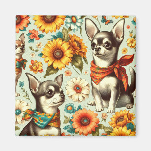 Schattigee Retro Chihuahua Illustratie Magneet