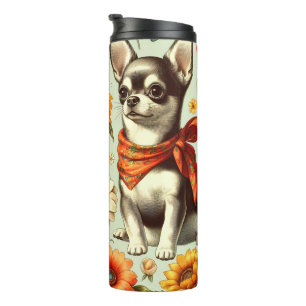 Schattigee Retro Chihuahua Illustratie Thermosbeker