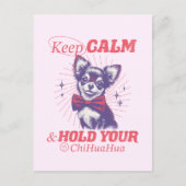 Schattigee Retro Chihuahua met Roze Bowtie - Keep Briefkaart (Voorkant)