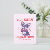 Schattigee Retro Chihuahua met Roze Bowtie - Keep Briefkaart (Staand voorkant)
