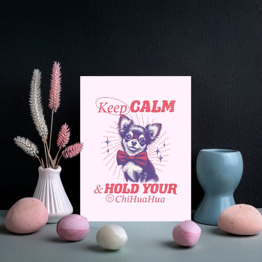 Schattigee Retro Chihuahua met Roze Bowtie - Keep Briefkaart